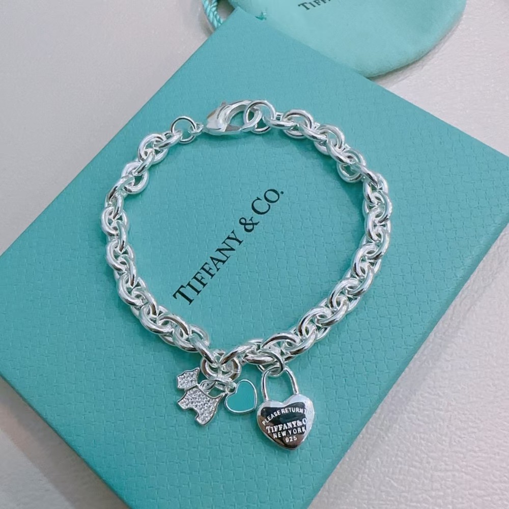 Tiffany & Co Blue Heart Pendant Bracelet for Women