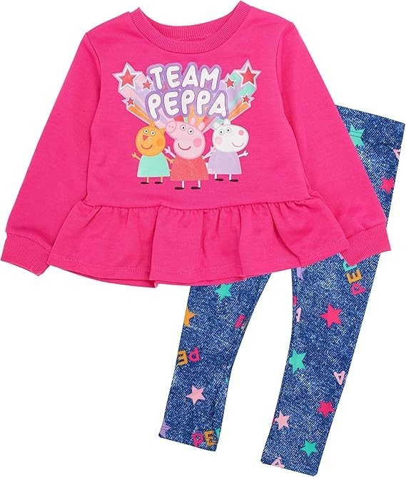 Peppa Pig Toddler Baby Girls Long Sleeve Shirt & Leggings Set (2T)