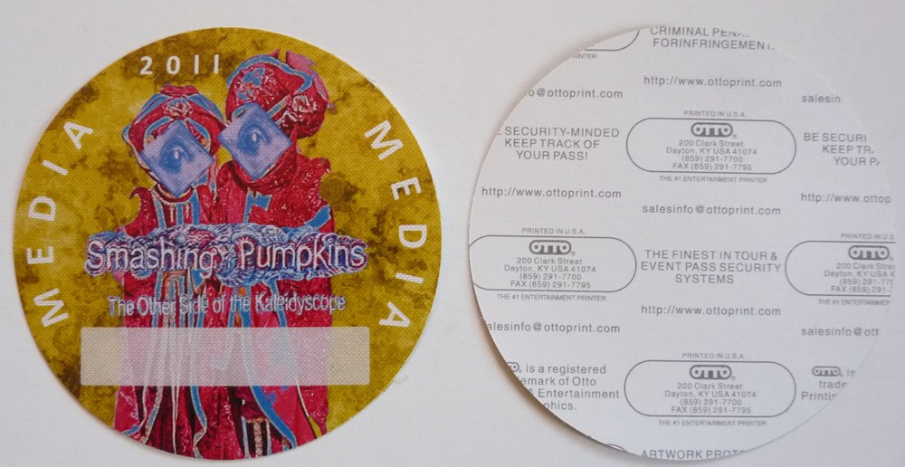 Smashing Pumpkins 2011 Tour Concert Yellow Media Access Backstage Pass D4