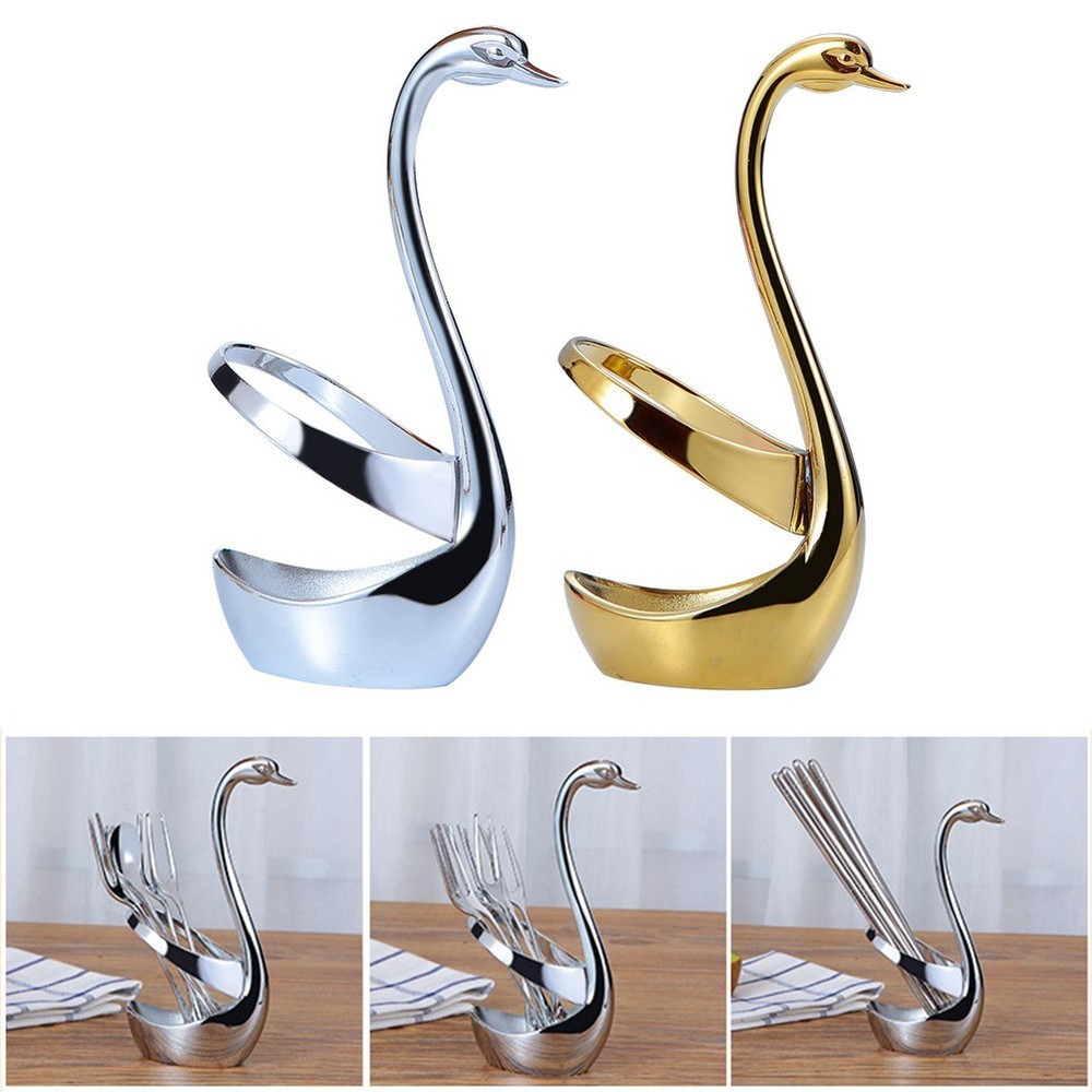 Swan Shape Metal Cutlery Organizer for Efficient Kitchen Storage Solution