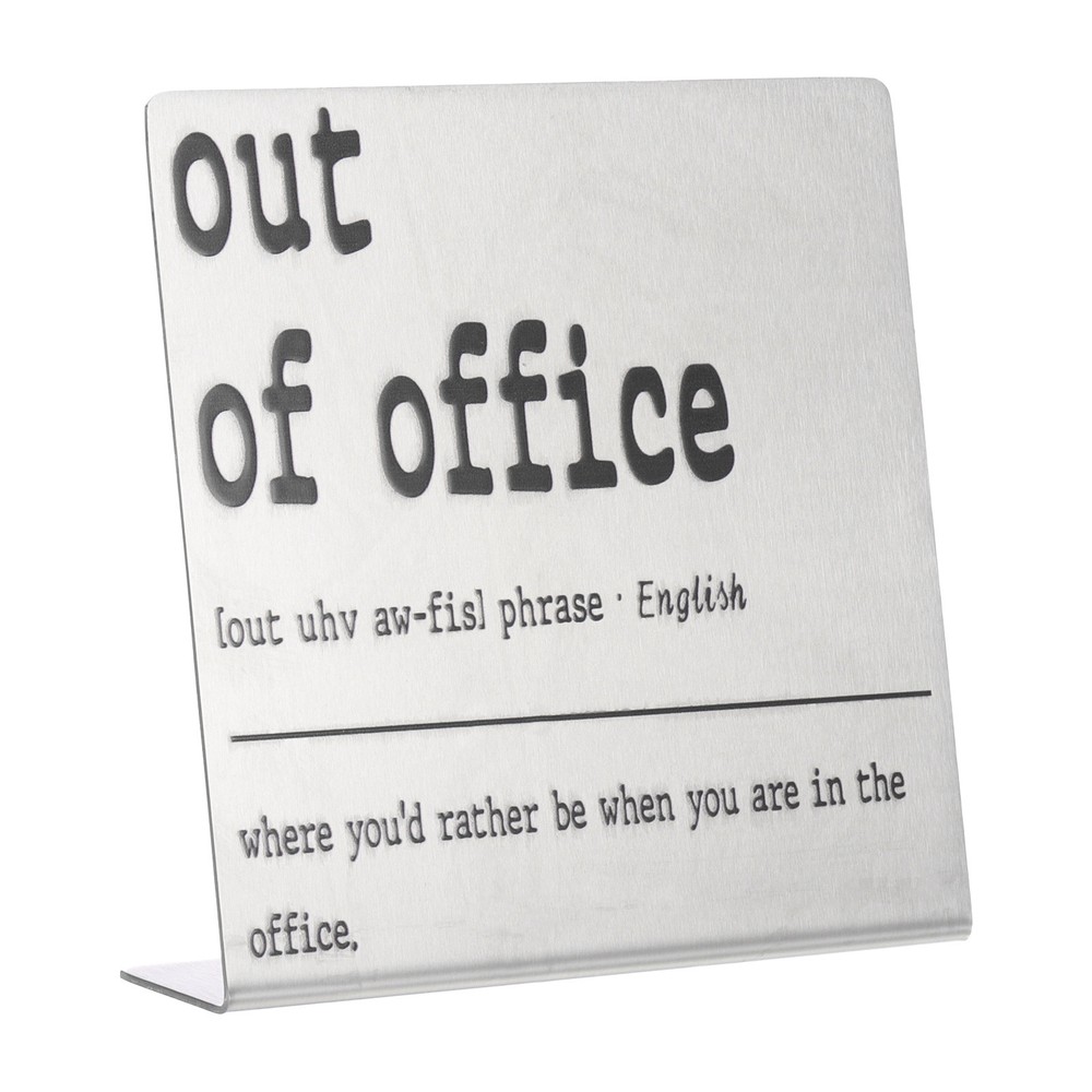 Funny Silver Out of Office Desk Sign Nameplate  
