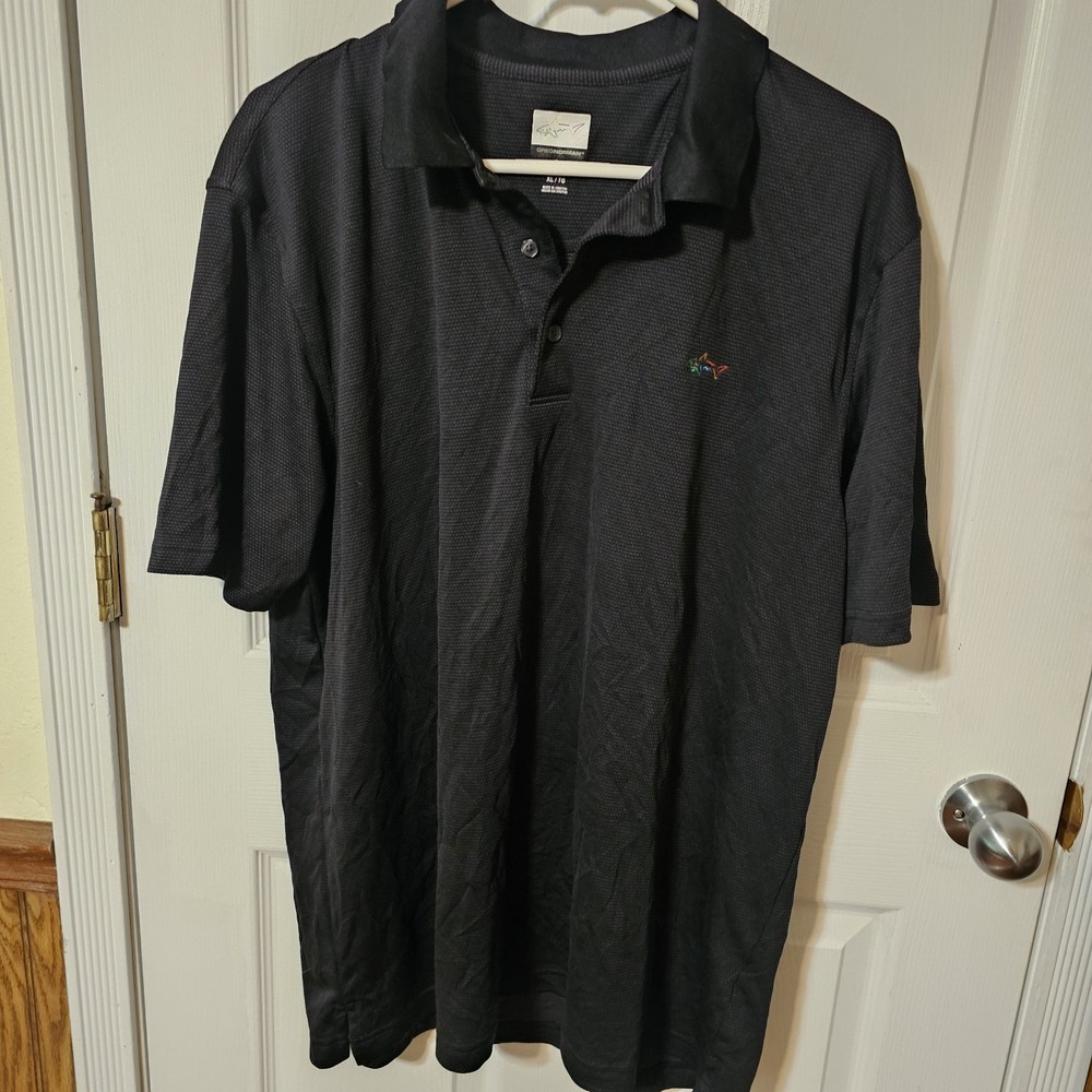Greg Norman  Play Dry Golf Polo Black With Gray Striped Mens Sz XL