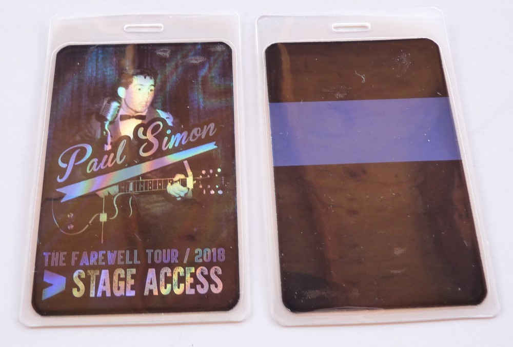 Paul Simon 2018 Farewell Tour Stage Access Concert Backstage Pass Laminate