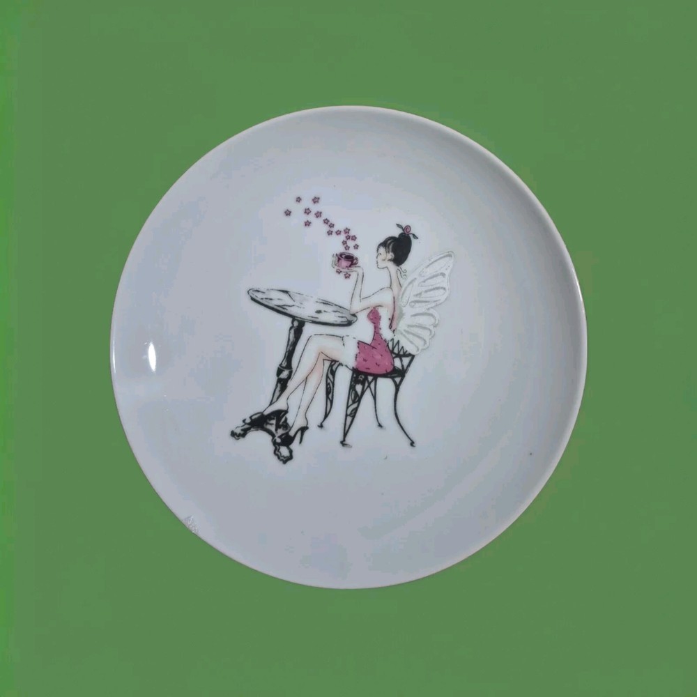 Vintage MCM Fairy Porcelain Plates 7.25 Inch Bread Butter Cake Set