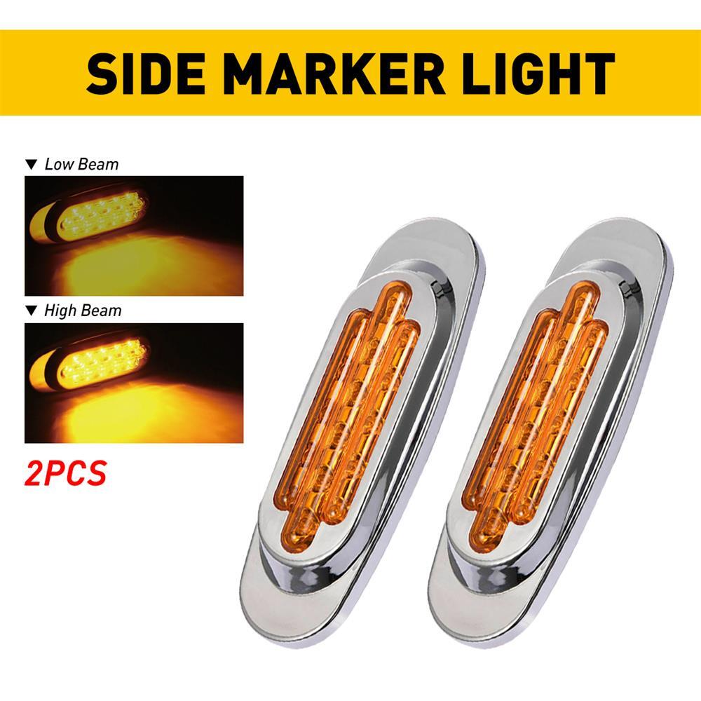 Amber LED Truck Trailer RV Side Clearance Marker Lights 12V 24V Universal 1/2Set