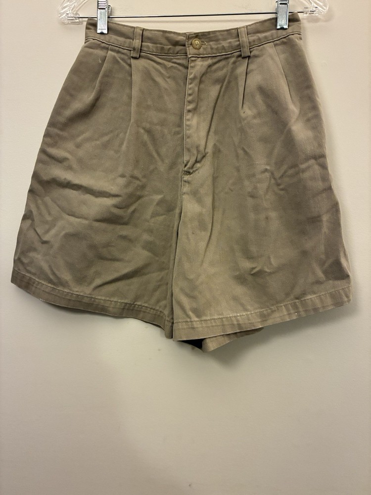 Calvin Klein Sport Women's Solid Tan 100% Cotton Pleated Front Khaki Shorts Sz 6