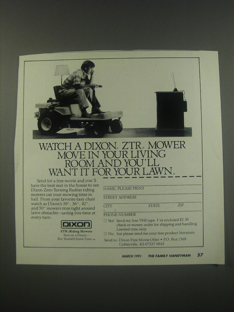 1991 Dixon ZTR Riding Mowers Advertisement