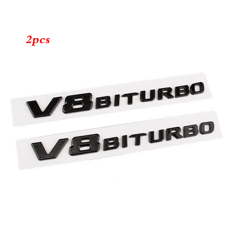 2x 17+ V8+BITURBO Side Fender Marker Nameplate Emblem Badge Gloss Black