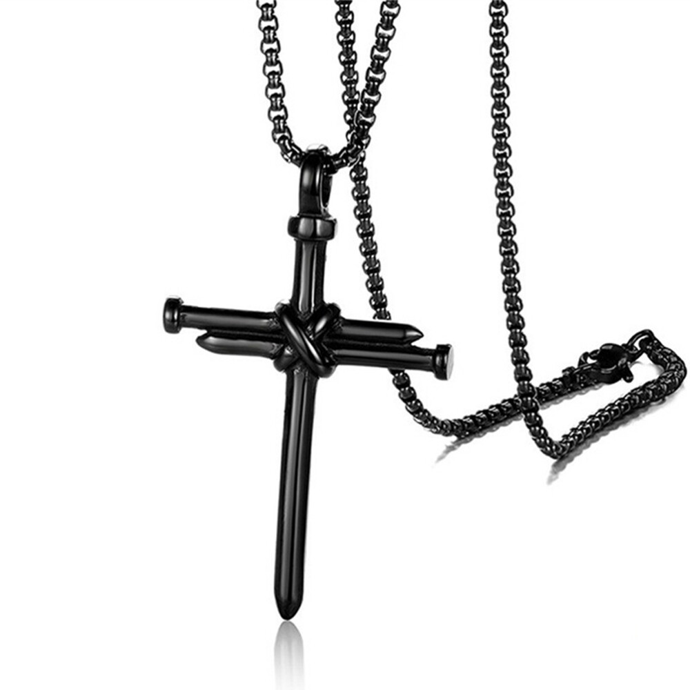 Cross Pendant Men Necklace Metal Necklace Chain Necklace Decorative Pendant