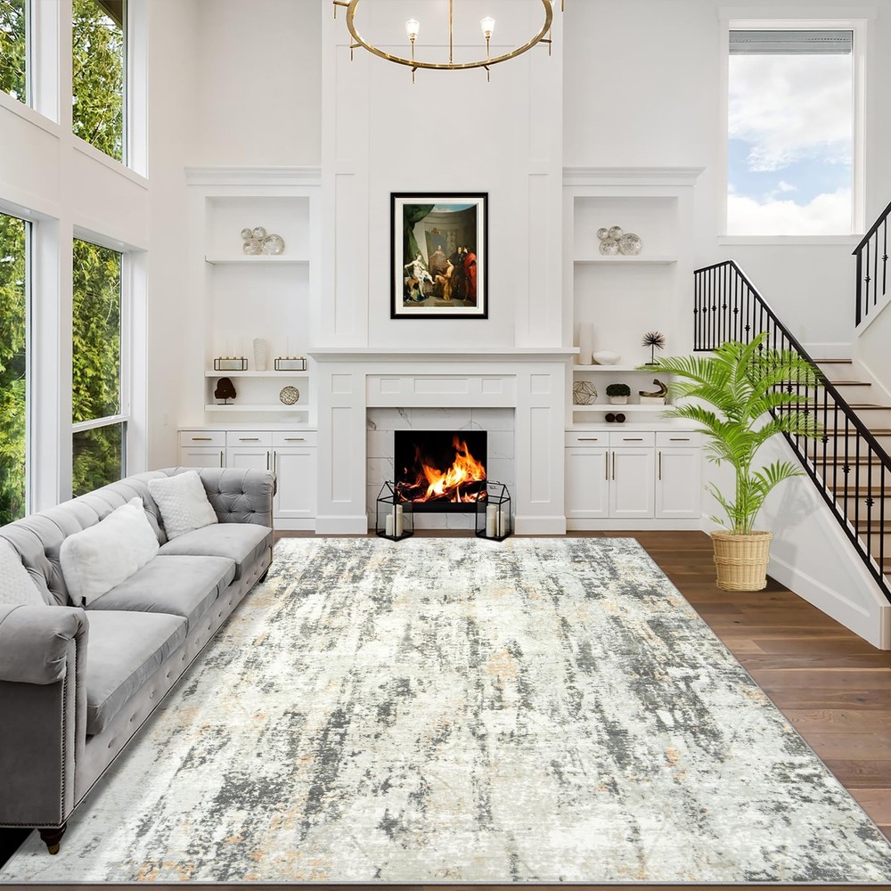 8x10 Area Rugs Washable Rug: Modern Abstract Living Room Rug Soft Anti-Skid T...