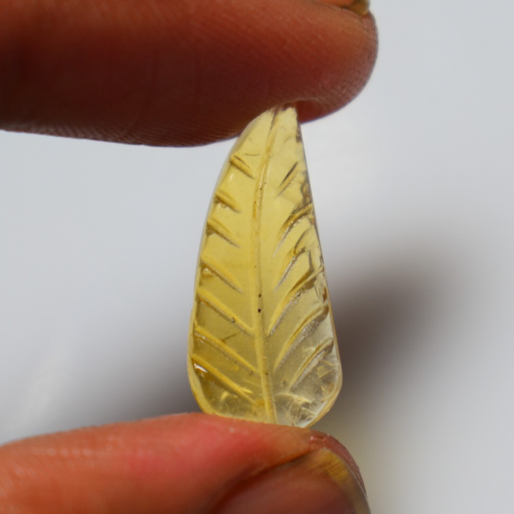 Natural Citrine Carving 5.15 Carats, Natural Citrine Leaf Gemstone For Jewelry