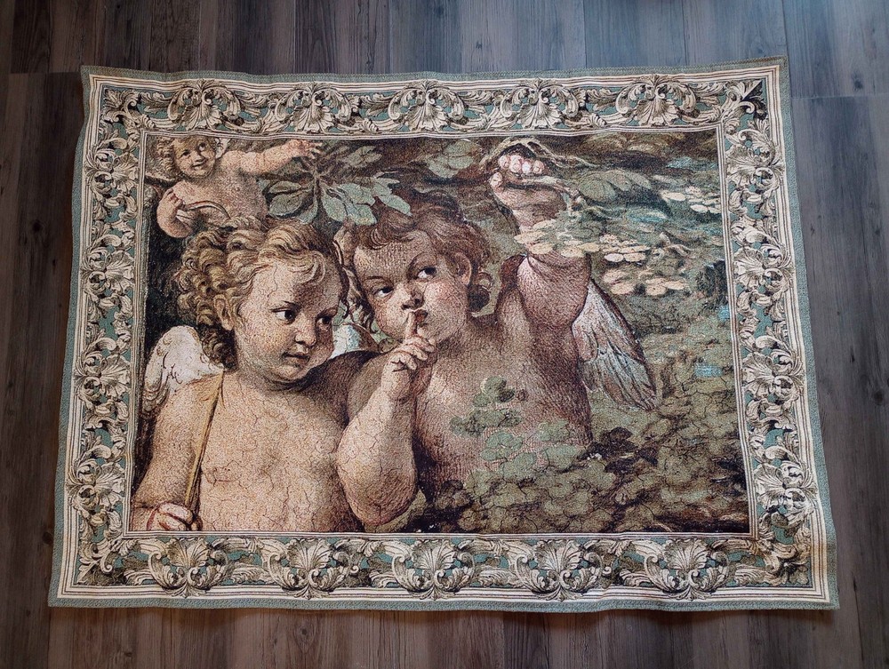 Art & Home Agostino Carracci's Whispering Angel Cherub Tapestry 100% Cotton