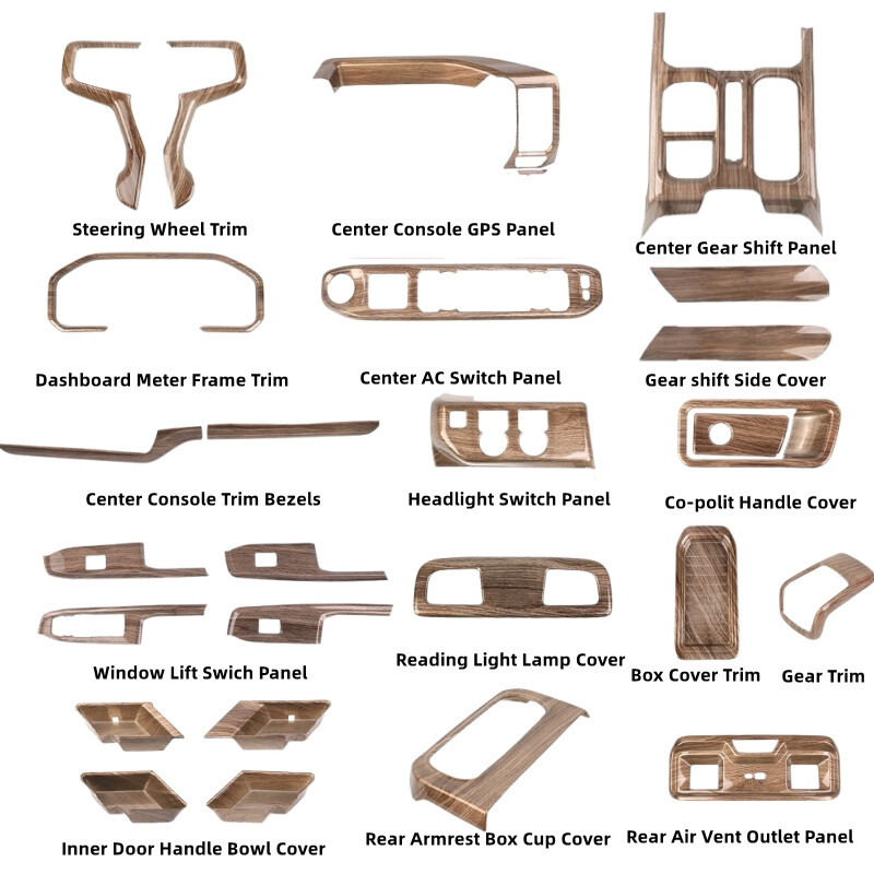 Wood Grain Car Accessories Center Console Dash Trims For Chevy Silverado 2022-24