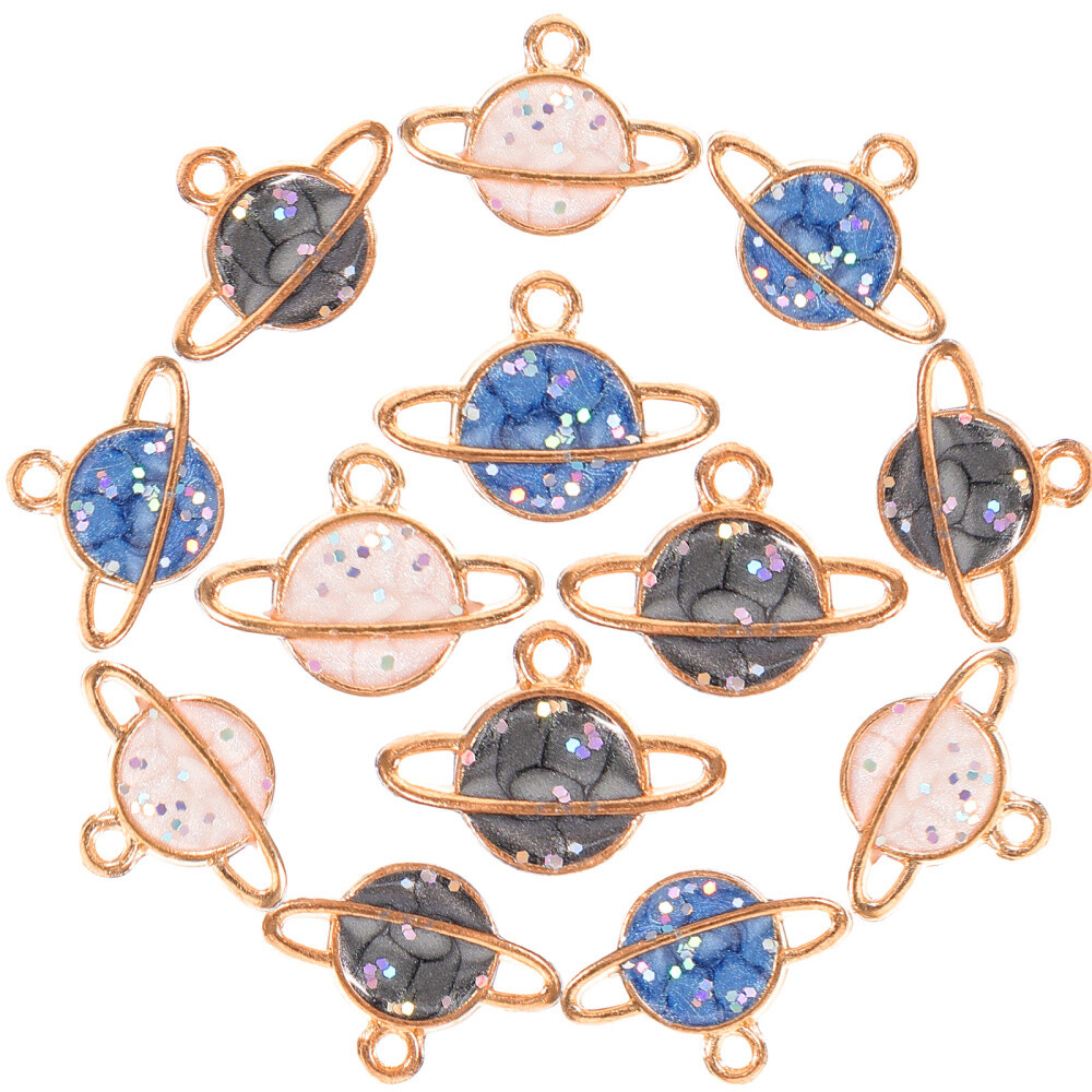 30 Pcs Enamel Planet Charms for Jewelry Keychain Accessories