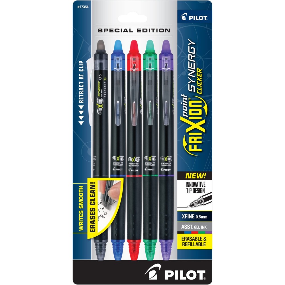 Pilot Frixion Point Synergy Clicker Retractable & Erasable Gel Ink Pens, 0.5m...