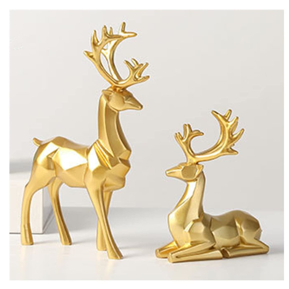 2 Pieces Christmas Reindeer Figurines Decor Nordic European Style Deer Statue...