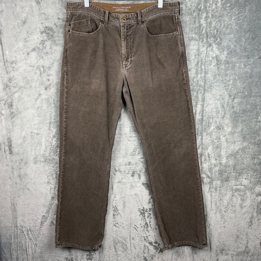Banana Republic Mens Brown Corduroy Pants 34x29 Straight Fit Pima Cotton Casual