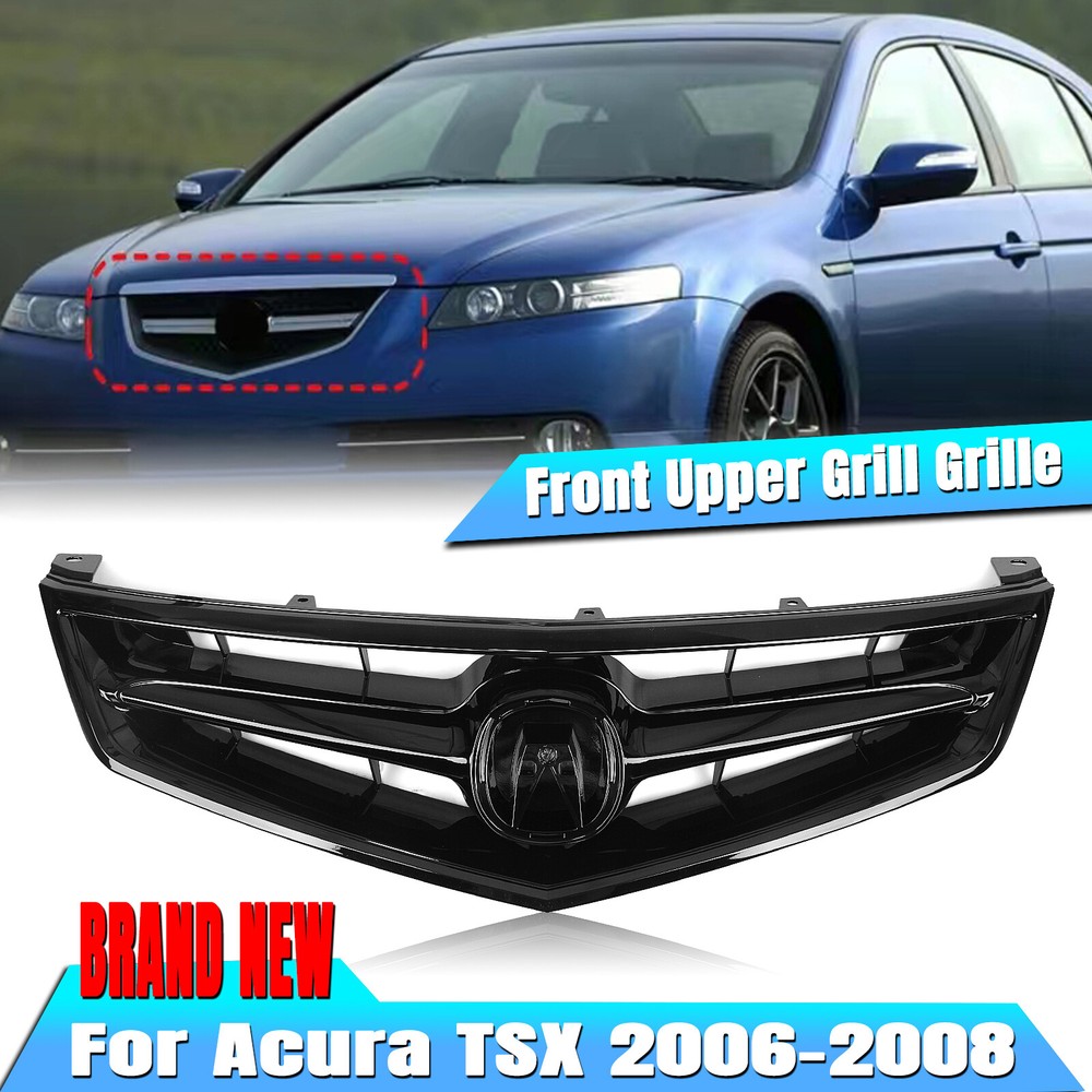 Car Front Bumper Upper Grille Mesh Grill For Acura TSX 2006-2008 2007 Black