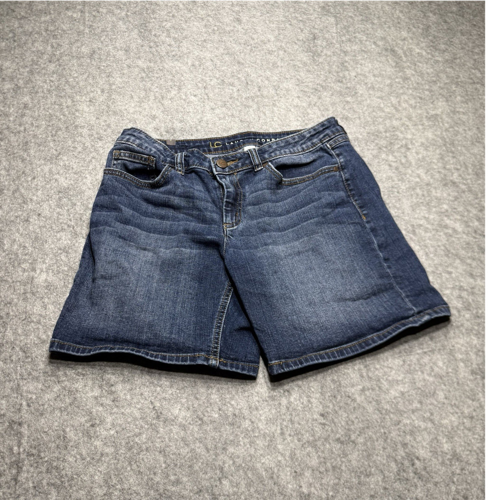 LC Lauren Conrad Women's Blue Denim Bermuda Shorts Size 8 Mid Rise 8in
