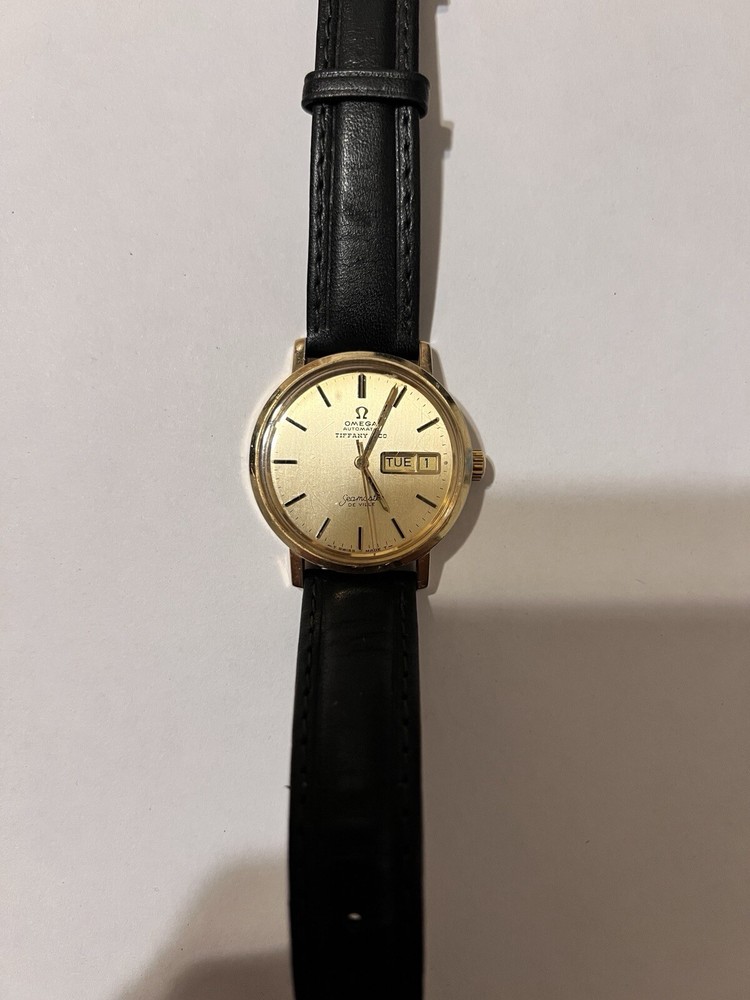 Omega w/ Tiffany & Co. Seamaster Solid Gold Day/Date 1953 14K