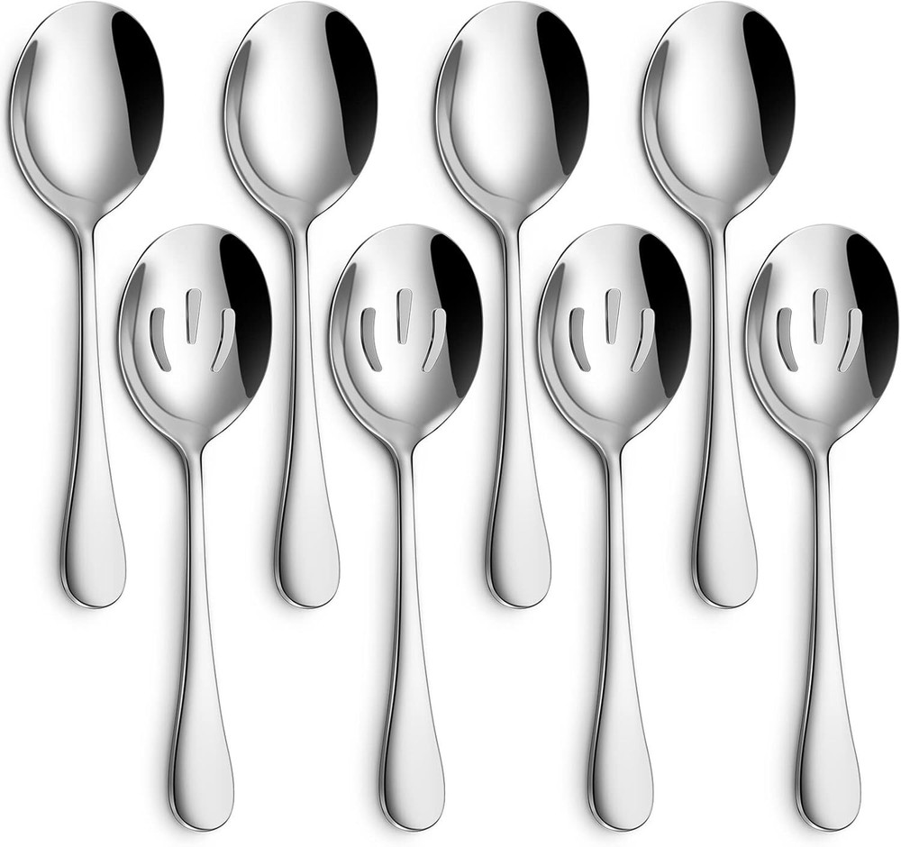 8-Piece 18/8 Stainless Steel Buffet Serving Spoons Set, 8.6-Inch Utensils