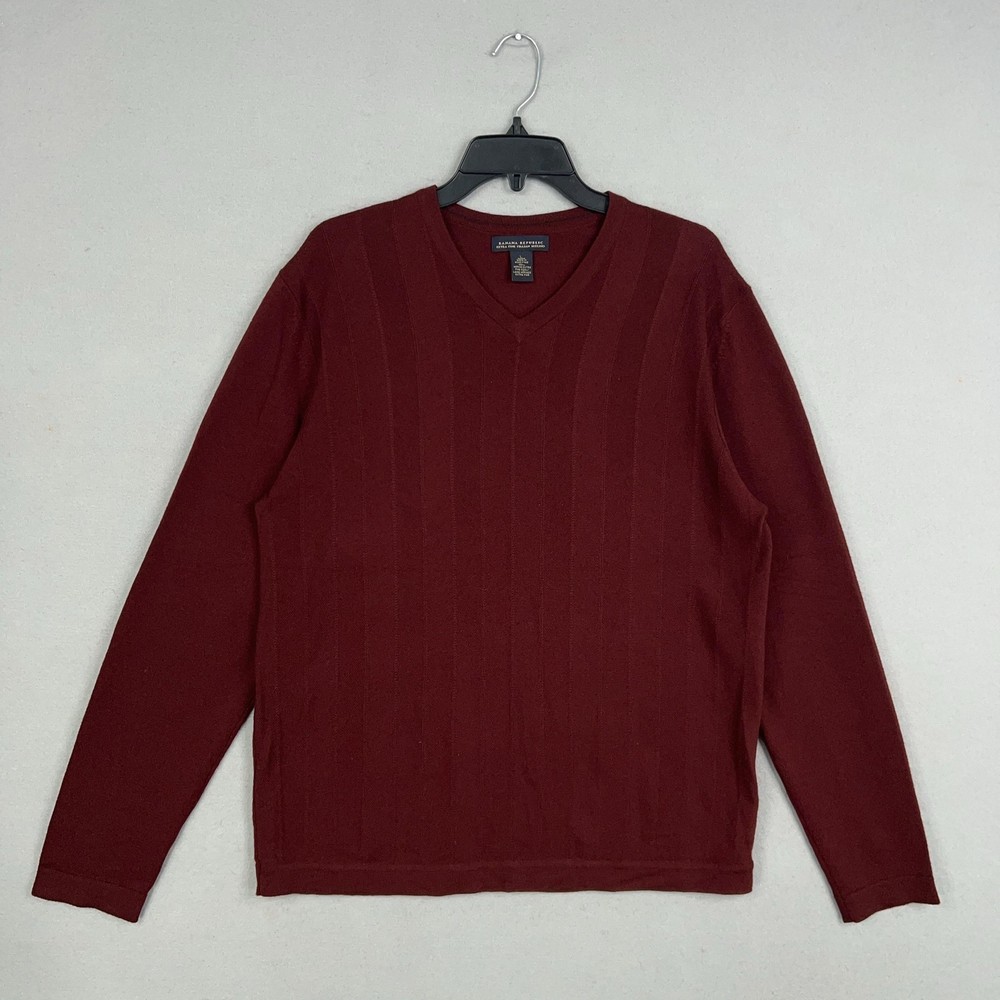 Vintage Banana Republic Sweater Mens Large Red Italian Merino Wool Luxury 90s