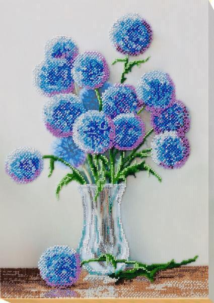 Bead embroidery kit Blue balls needlework kit Art canvas beadwork pattern