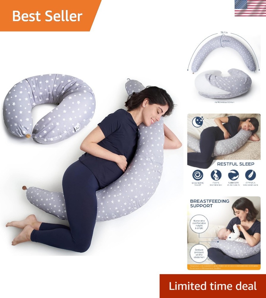 XXL J-Shape Pregnancy Pillow - Soft, Breathable & Machine Washable