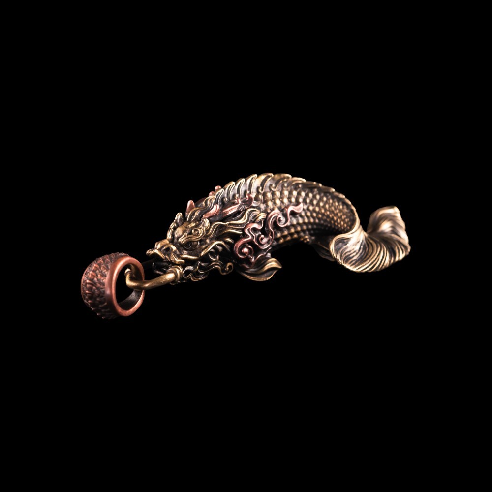 Brass Dragon Fish Pendant Necklace Handmade Jewelry Gift for Men