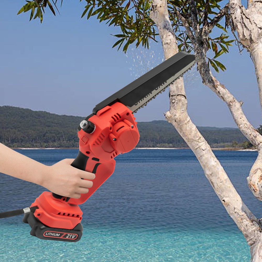 Mini Cordless Chainsaw 8 Inch 800W Electric Chain Saw with 2 Batteries US Power