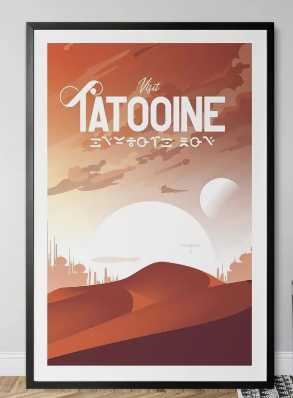 Star Wars Tatooine Minimalist Travel Poster Wall Art Film Decor