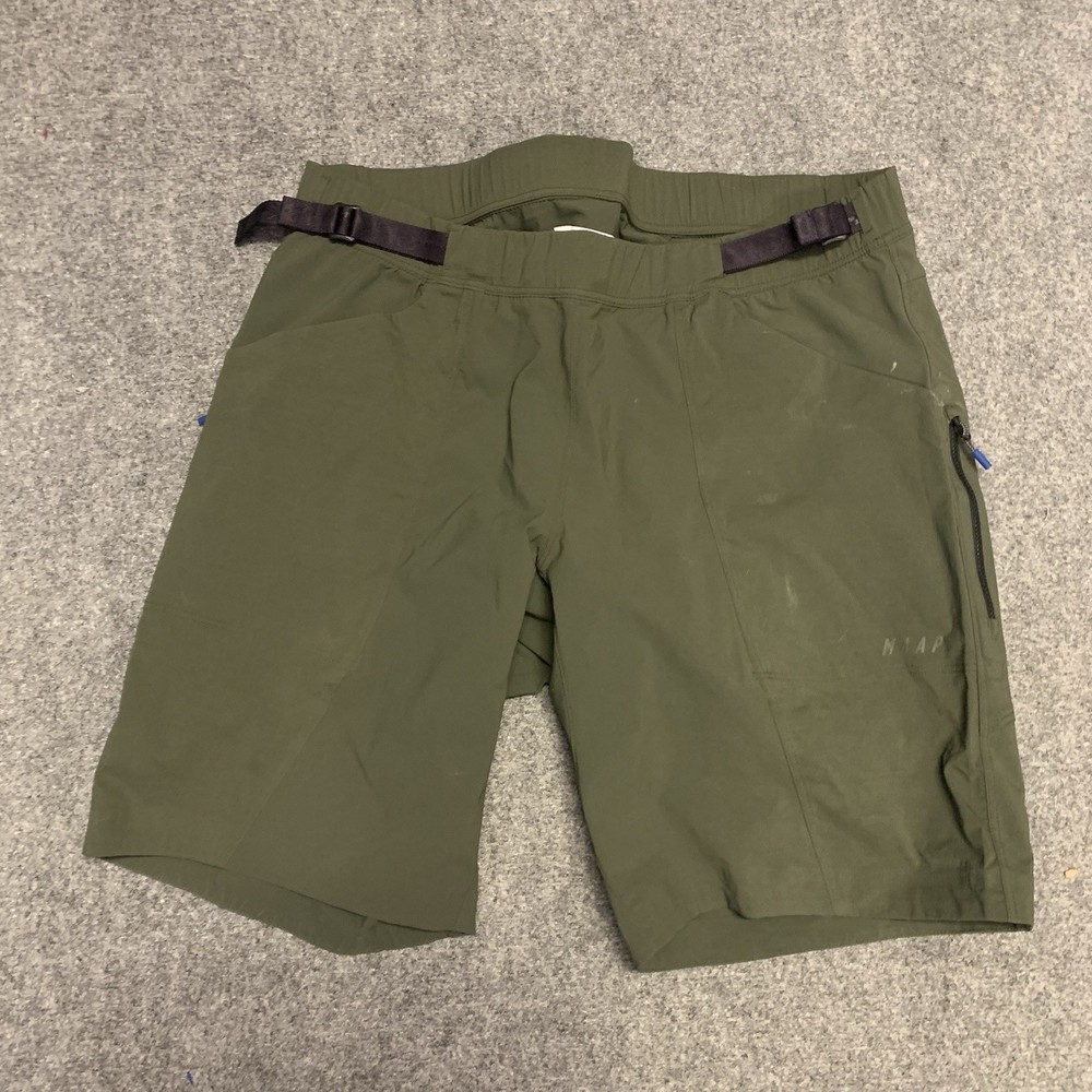 MAAP Exercise Shorts light olive athletic shorts mens size XL Belted Adjustable