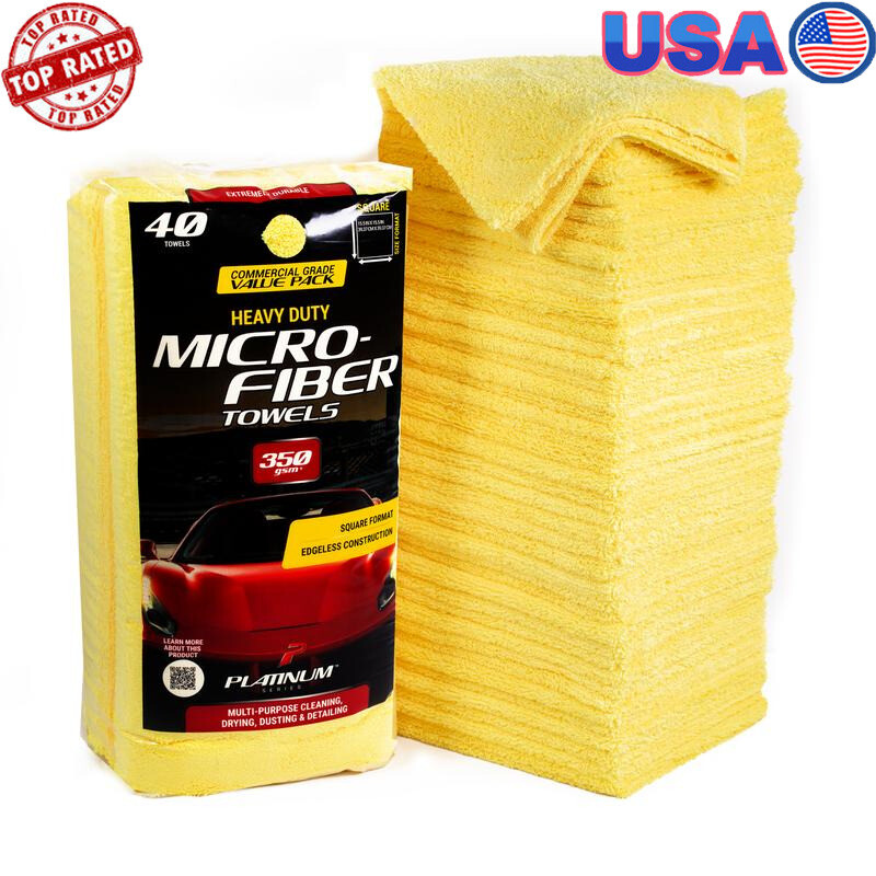 Heavy Duty Microfiber Cleaning Towels 40 Pack Multi-Purpose Machine Washable New