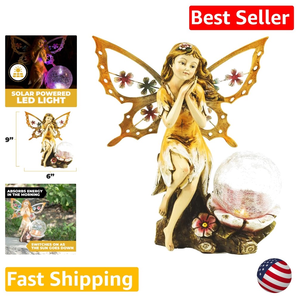 Crystal Globe Solar Powered Fairy Angel Light - Enchanting Outdoor Illumination