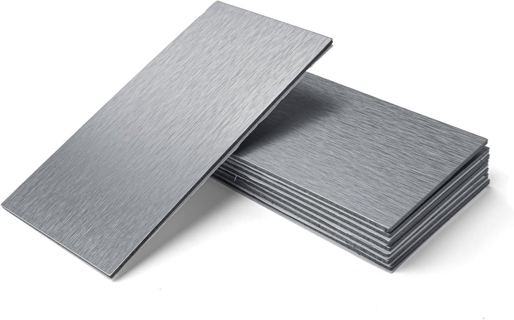 100-Pieces Peel and Stick Tile Kitchen Backsplash Metal Wall Tiles, Brushed Alum