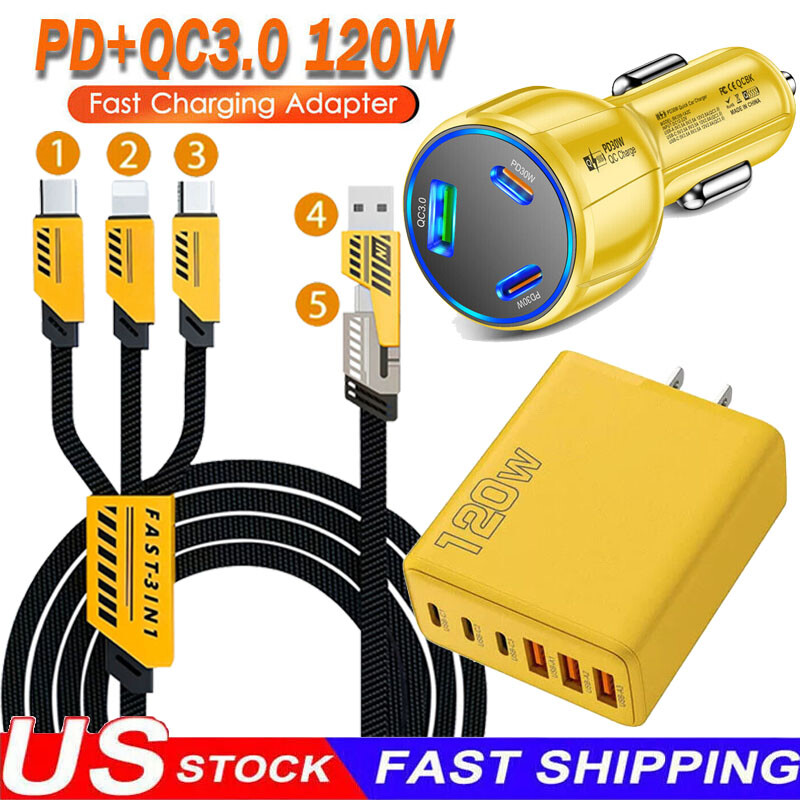 120W USB-C Fast Wall Charger for iPhone 16 Pro Max 15 14 13 12