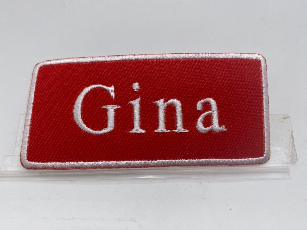 GINA  NEW EMBROIDERED   IRON ON NAME PATCH ASSORTED COLORS 1-1/2 X 3-1/2