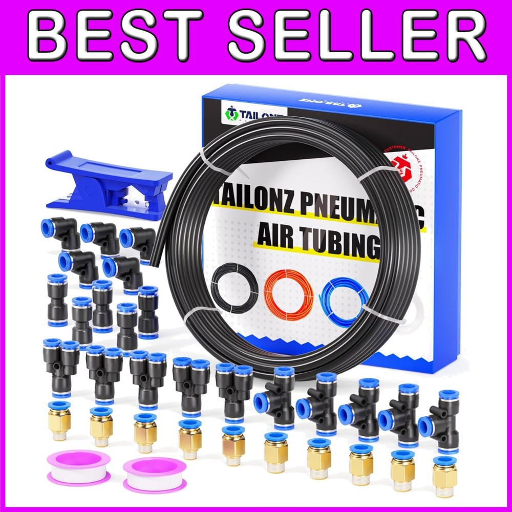 100ft Black Polyurethane PU Air Hose Kit