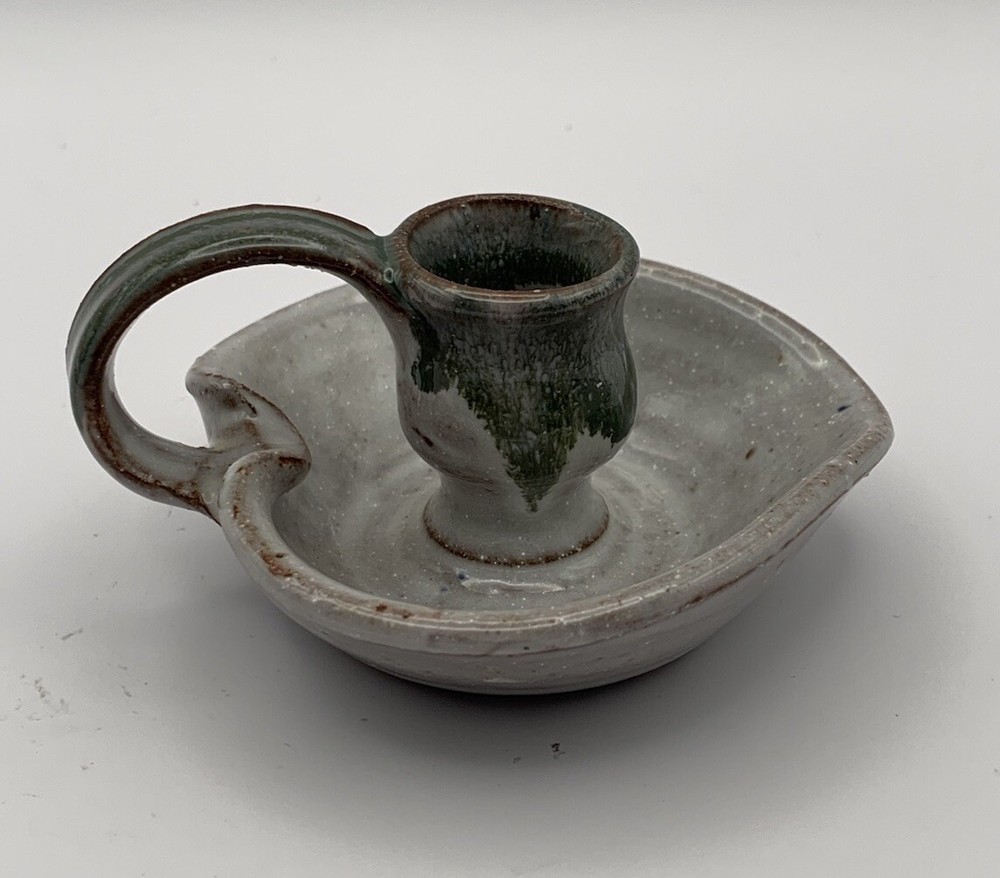 Mike Calhoun Traditions NC Studio Pottery Candle Holder. Signed.Blowing Rock, NC