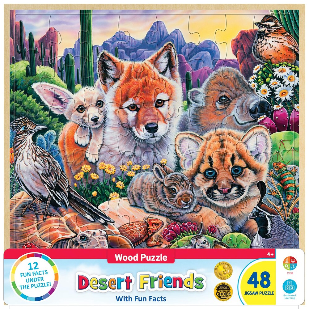 48 Piece Fun Facts Jigsaw Puzzle for - Desert Friends Wood Puzzle - 12