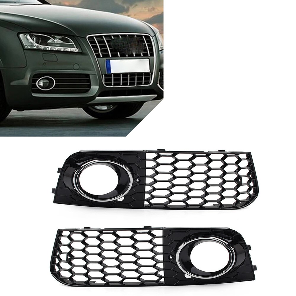 Honeycomb Hex Mesh Fog Light Cover For Audi A4 B8 2009-2012 Pair Plastic USA