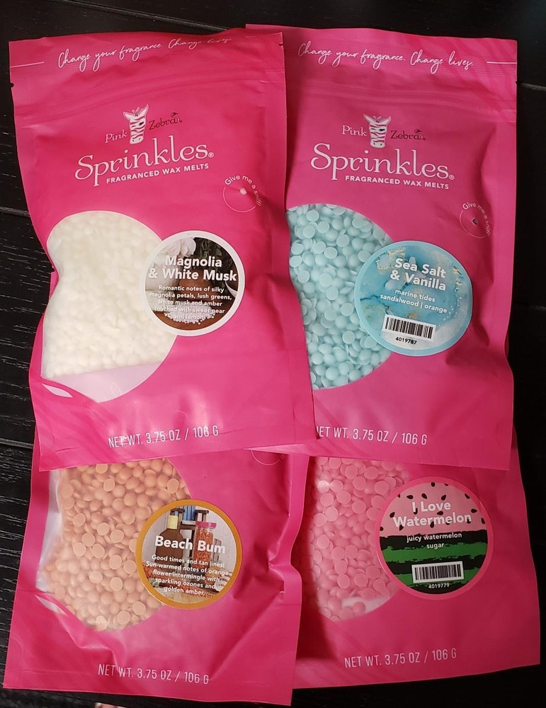 Pink Zebra wax Sprinkles - NEW - Over 180 Factory Sealed 3.75 oz. Bags !