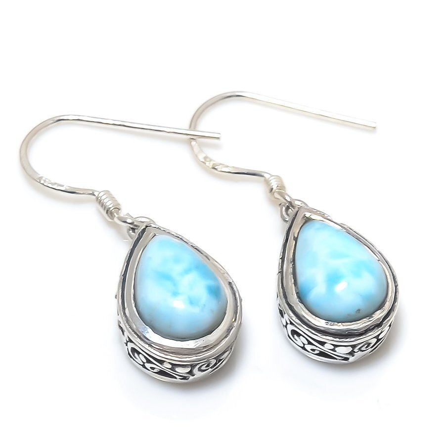 Natural Snowflake Obsidian Gemstone 925 Solid Sterling Silver Earring 1