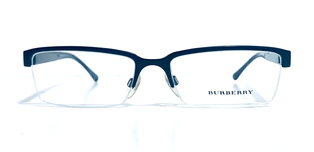 BURBERRY B 1267 Matte Black Semi-Rimless RX Eyeglasses 55-17-145mm Made in Italy