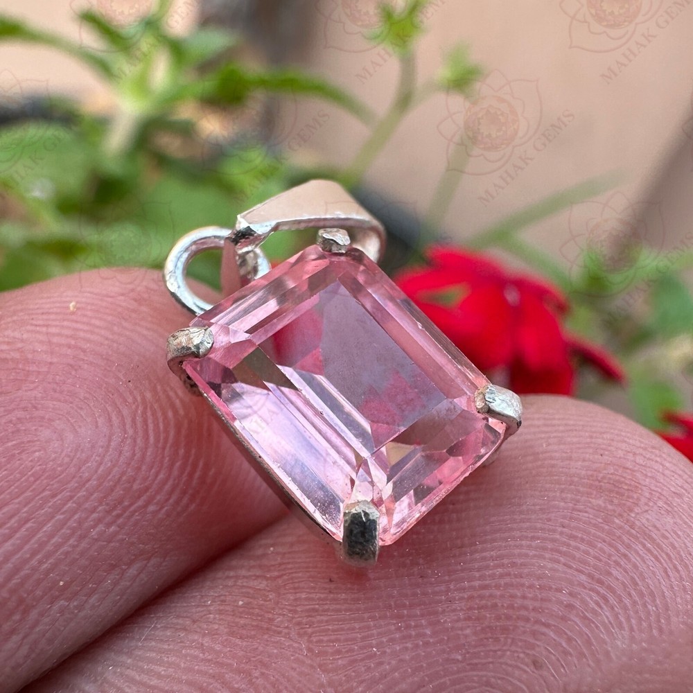 8.75 CT Natural Padparadscha Sapphire 925 Silver Handmade Pendant