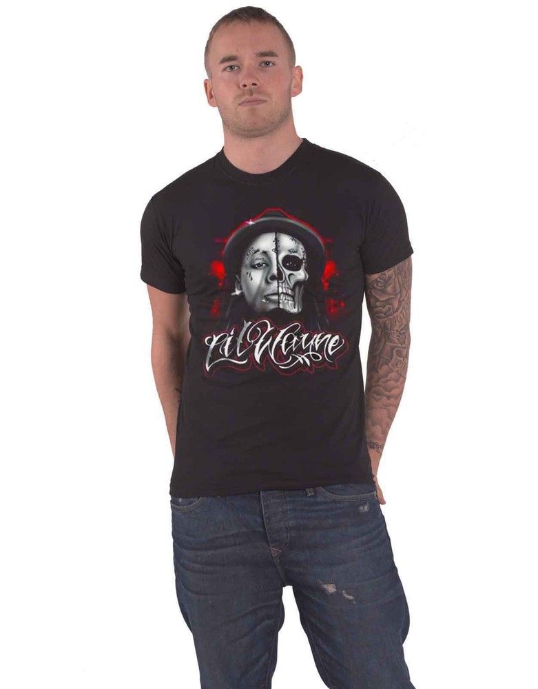 Lil Wayne Official Men's Black Skull Sketch Logo T-Shirt