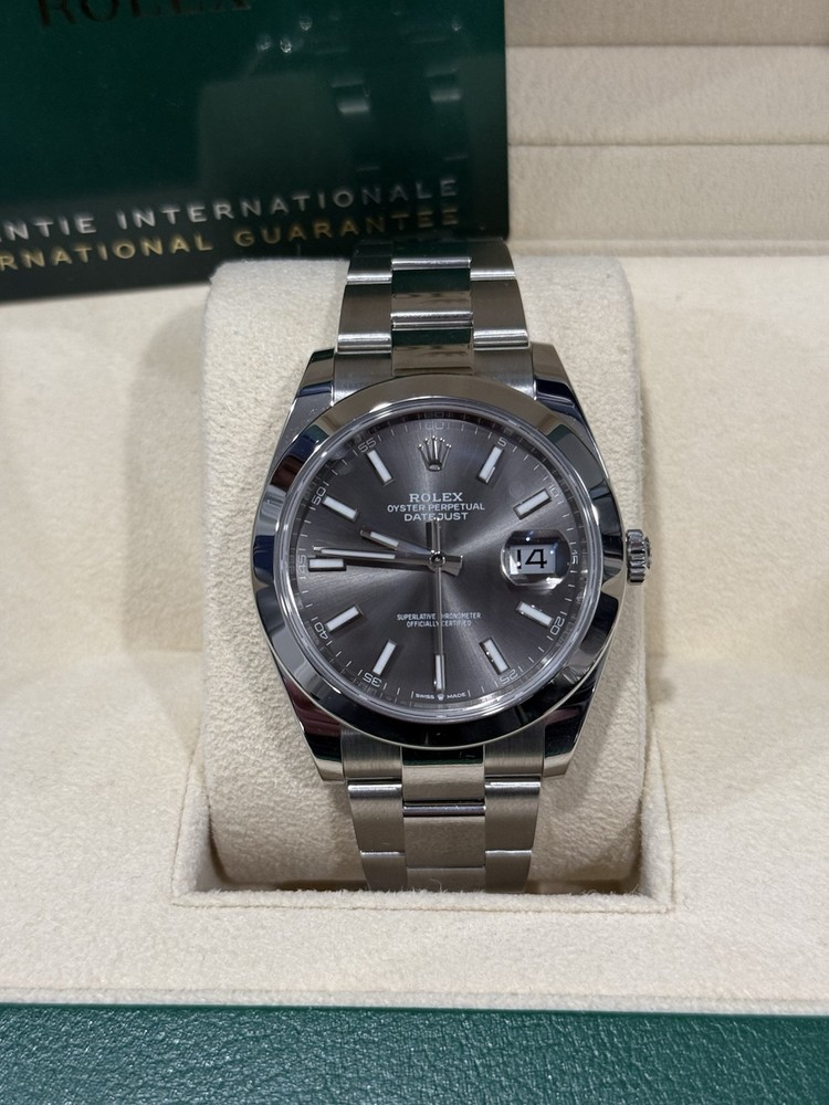 2021's Mint Rolex 126300 Datejust 41 Rhodium Sticks Dial Oyster Steel Watch