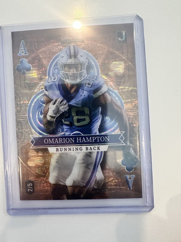 Omarion Hampton Wild Card 5 Card Draw Gold /5 Ace Of Hearts UNC Running Back