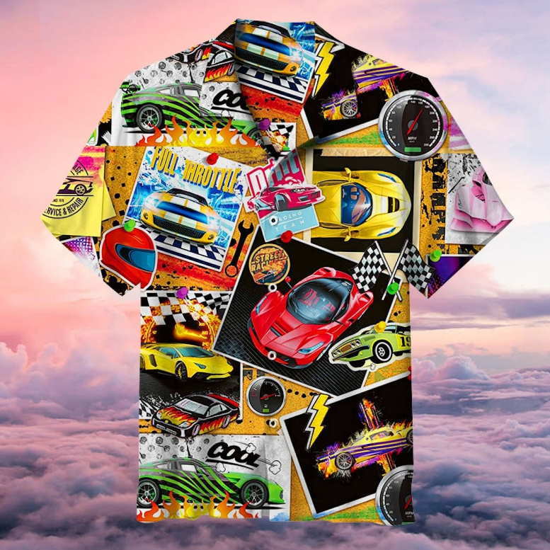 Vintage Racing Car 3D Print Hawaiian Shirt for Men