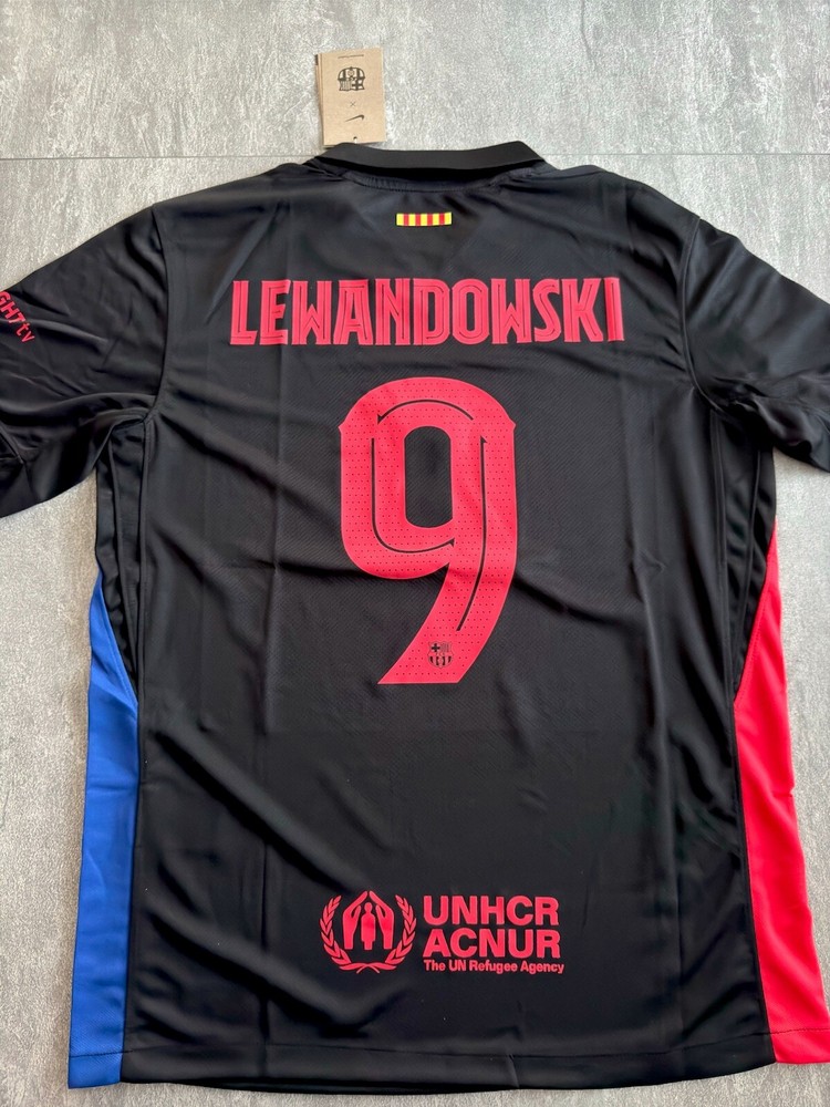 Barcelona 24/25 Away Jersey ‘Lewandowski 9’ Size M (w/ CL Patches)